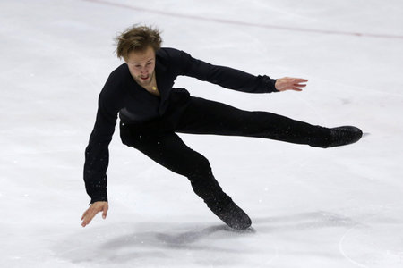 Sofia, Bulgaria - 28 February, 2021: Davide Lewton Brain of Monaco performs during the senior men free skating category of Sofia Trophy International Figure Skating Competition.のeditorial素材