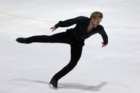 Sofia, Bulgaria - 28 February, 2021: Davide Lewton Brain of Monaco performs during the senior men free skating category of Sofia Trophy International Figure Skating Competition.のeditorial素材