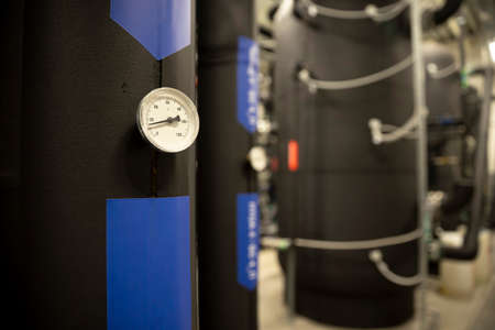 Cooling system of a supercomputer. Thermometer in Celsius.の写真素材