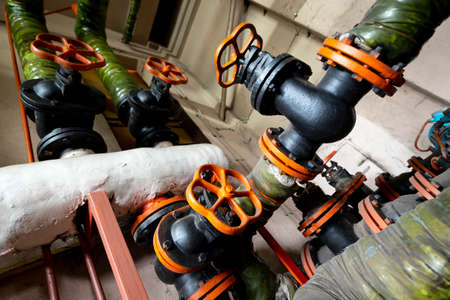Valves and pipes which are part of a cooling system.の写真素材