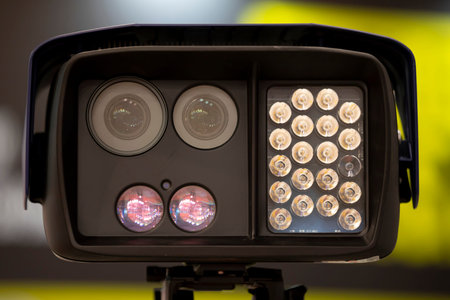 Mobile speed camera used by police to measure the speed of vehicles.