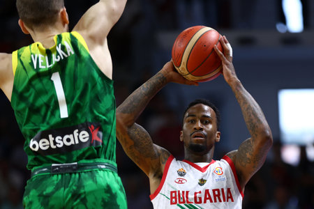 Samokov, Bulgaria - 1 July, 2022: Dee Bost from Bulgaria is seen in action during the FIBA Basketball World Cup 2023 European Qualifiers against Lithuania.のeditorial素材