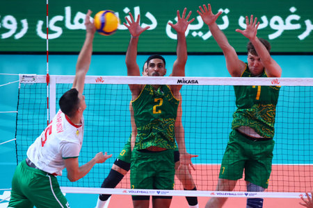 Sofia, Bulgaria - 24 June, 2022: Teams of Bulgaria and Australia are seen in action during a Volleyball World Championship group stage match.のeditorial素材
