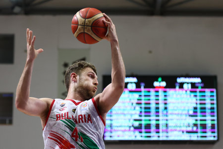 Samokov, Bulgaria - 1 July, 2022: Aleksandar Vezenkov from Bulgaria is seen in action during the FIBA Basketball World Cup 2023 European Qualifiers against Lithuania.のeditorial素材