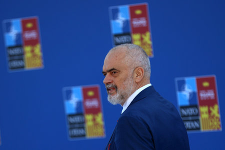 Spain, Madrid - 29 June, 2022: Albania's Prime Minister Edi Rama attends the NATO summit in Madrid, Spain.のeditorial素材