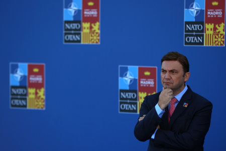 Spain, Madrid - 29 June, 2022: North Macedonian Minister of Foreign Affairs Bujar Osmani attends the NATO summit in Madrid, Spain.のeditorial素材