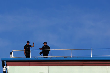 Spain, Madrid - 30 June, 2022: Spanish security police officers guard the NATO summit in Madrid, Spain.のeditorial素材