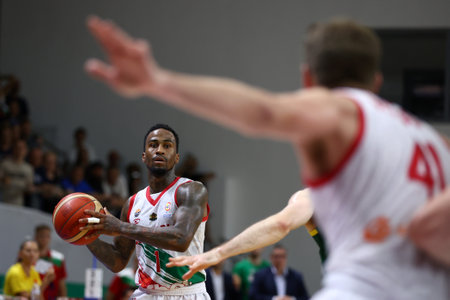 Samokov, Bulgaria - 1 July, 2022: Dee Bost from Bulgaria is seen in action during the FIBA Basketball World Cup 2023 European Qualifiers against Lithuania.のeditorial素材