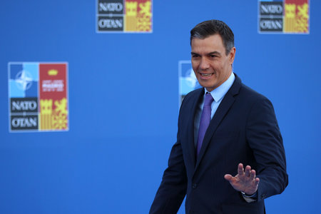 Spain, Madrid - 30 June, 2022: Spanish Prime Minister Pedro Sanchez attends the NATO summit in Madrid, Spain.のeditorial素材
