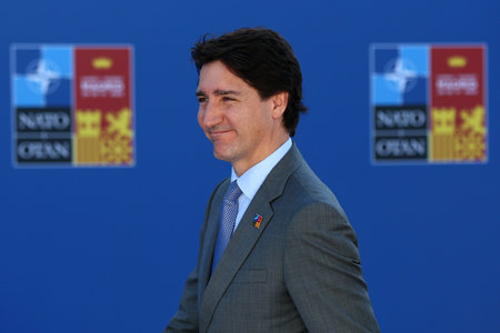 Spain, Madrid - 29 June, 2022: Canada's Prime Minister Justin Trudeau attends the NATO summit in Madrid, Spain.のeditorial素材