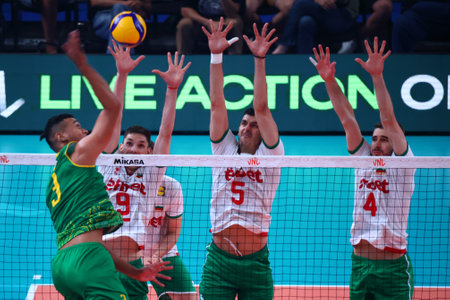 Sofia, Bulgaria - 24 June, 2022: Teams of Bulgaria and Australia are seen in action during a Volleyball World Championship group stage match.のeditorial素材