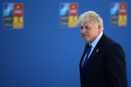 Spain, Madrid - 29 June, 2022: British Prime Minister Boris Johnson attends the NATO summit in Madrid, Spain.のeditorial素材