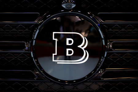 Sofia, Bulgaria - 3 June, 2022: Close-up of Brabus logo is seen on a car at Sofia Motor Show.のeditorial素材