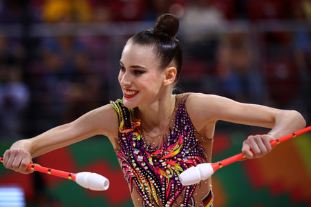 Sofia, Bulgaria - 15 September, 2022: Darja Varfolomeev of Germany in action during the 39th FIG Rhythmic Gymnastics World Championships.のeditorial素材