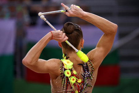 Sofia, Bulgaria - 15 September, 2022: Ekaterina Vedeneeva of Slovenia in action during the 39th FIG Rhythmic Gymnastics World Championships.のeditorial素材