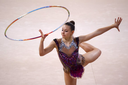 Sofia, Bulgaria - 14 September, 2022: Evita Griskenas of USA in action during the 39th FIG Rhythmic Gymnastics World Championships.のeditorial素材