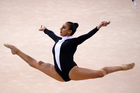 Sofia, Bulgaria - 15 September, 2022: Zohra Aghamirova of Azerbaijan in action during the 39th FIG Rhythmic Gymnastics World Championships.のeditorial素材