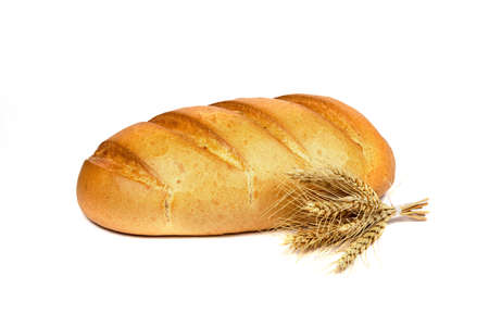 French bread with spikelet on white background. Close upの写真素材