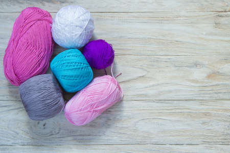 colored wool for knittingの写真素材