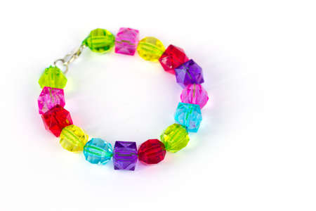 Colorful kid bracelet isolated on white backgroundの写真素材