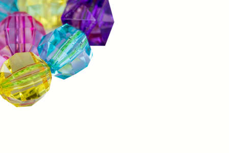 Colorful crystals in a corner isolated on white backgroundの写真素材
