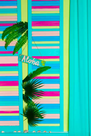 Aloha Summer - slogan poster with pine apple.の写真素材