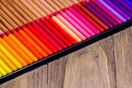 Collection of the colorful pencilsの写真素材