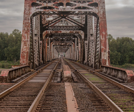 Railway bridge in Portlandの写真素材