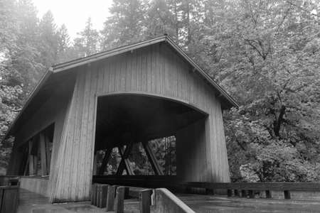 Old covered bridge in countrysideの写真素材