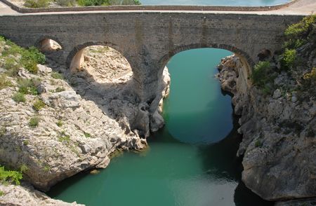 pont du diable, near st guilhem du desertの写真素材
