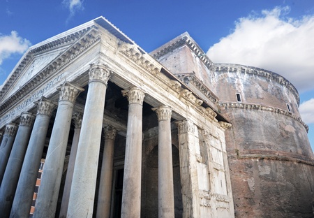 exterior of the pantheon in rome italy, built in 126 adの写真素材