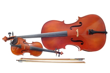 beautiful violin isolated on a white backgroundの写真素材