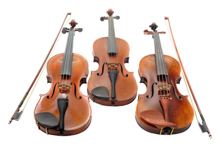 beautiful three violins isolated on a white background
