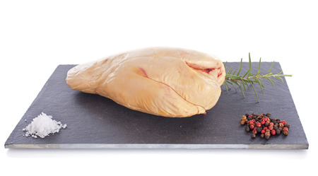 foie gras in front of white backgroundの写真素材