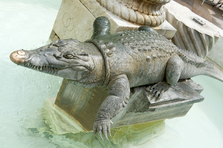 crocodile statue, Nimes symbol in Languedoc Roussillon, Franceの写真素材
