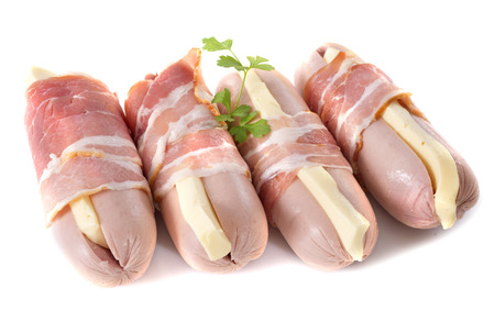 alsatian cervelat in front of white backgroundの写真素材