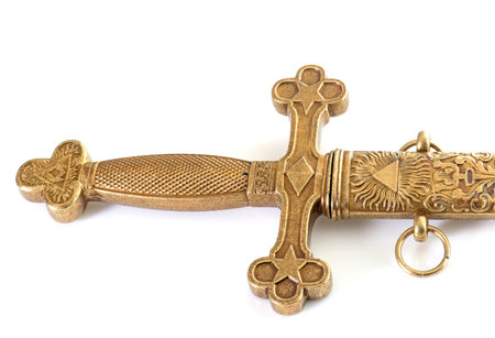 symbols of Freemasonry in front of white backgroundの写真素材