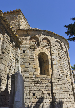 Notre Dame du Colombier, romanesque architecture in Aude, Franceの写真素材