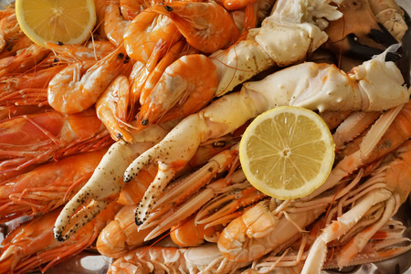 picture of platter of seafood for christmasの写真素材