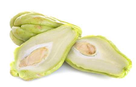 Mirliton squash on white background