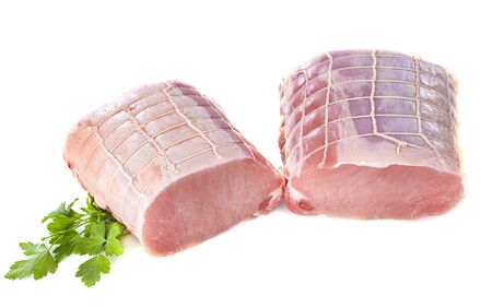 pork roast in front of white backgroundの写真素材