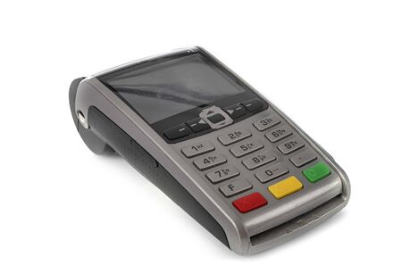 card terminal in front of white backgroundの写真素材