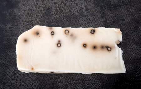pecorino and pepper in front of white background