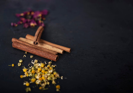 slate with space text with flower and plantの写真素材