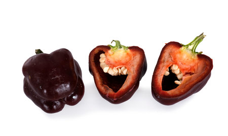 sweet pepper in front of white backgroundの写真素材