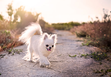 little chihuahua posing in the nature in summerの素材