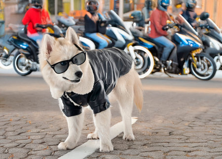 picture of a pomsky in front of white backgroundの素材