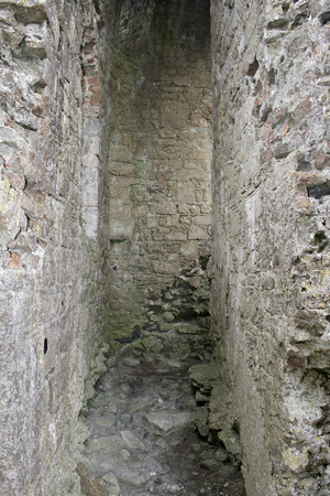 Hallway corridor of an ancient castle ruin in remote Irelandの写真素材