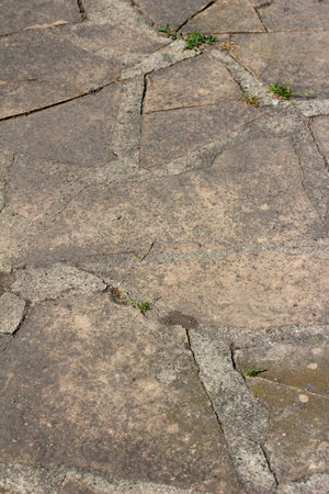 Texture background of an old  white stone paved walkway