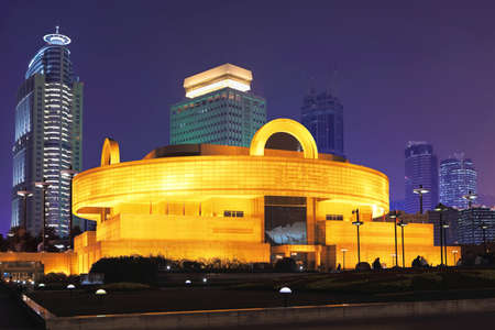 The Shanghai museum night sceneのeditorial素材